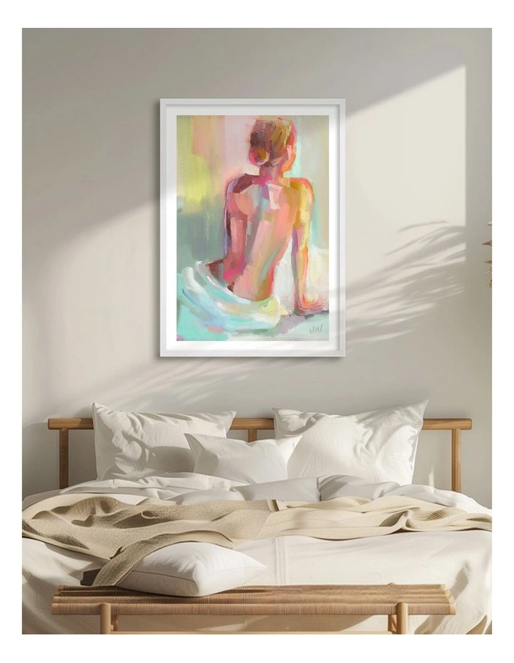 Australian Made Woman Posing Art Print White Frame image 2