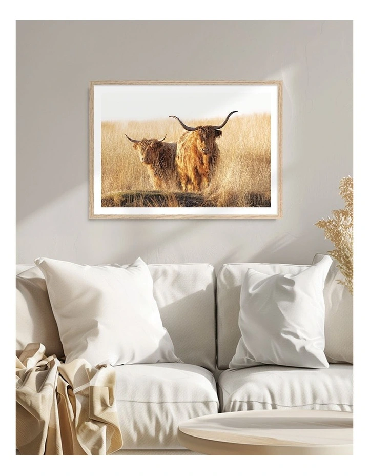 Australian Made Young And Old Highlander Art Print Natural Frame image 2