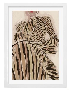 Australian Made Zebra Elegance Art Print White Frame