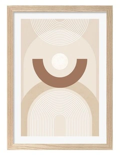 Australian Made Abstract Arches Curves Art Print Natural Frame