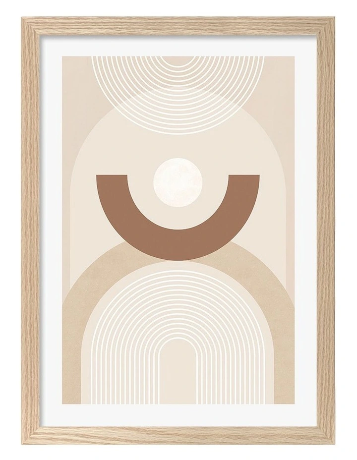 Australian Made Abstract Arches Curves Art Print Natural Frame image 1
