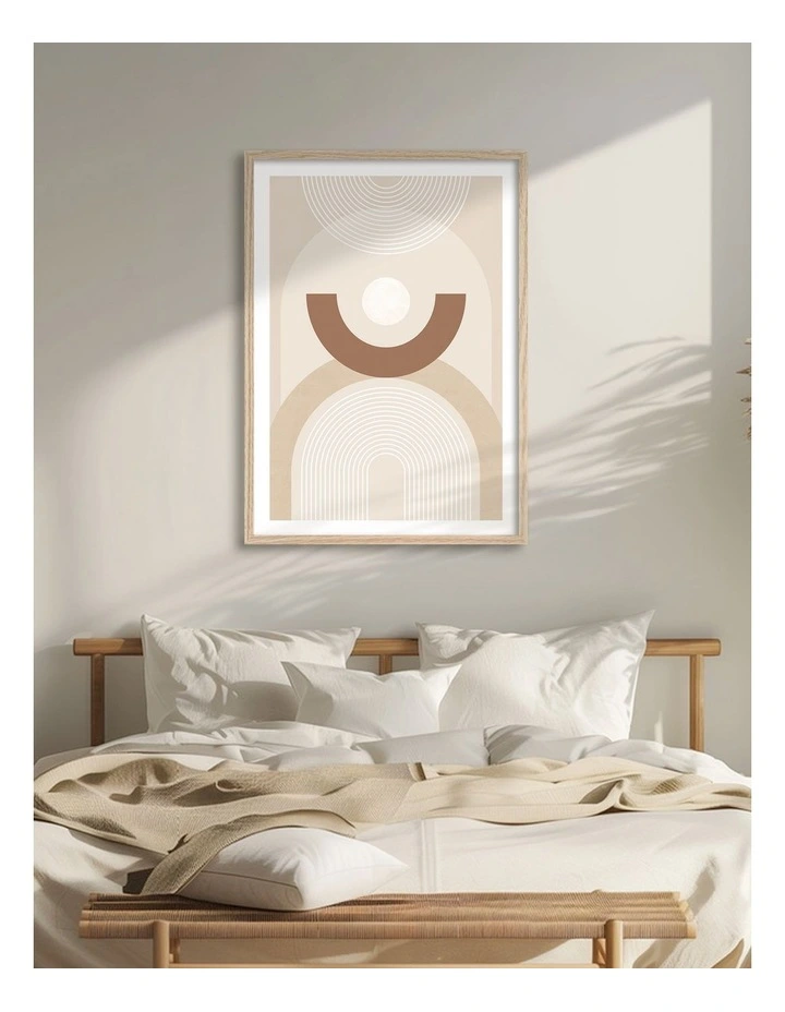 Australian Made Abstract Arches Curves Art Print Natural Frame image 2