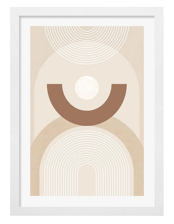 Australian Made Abstract Arches Curves Art Print White Frame image 1