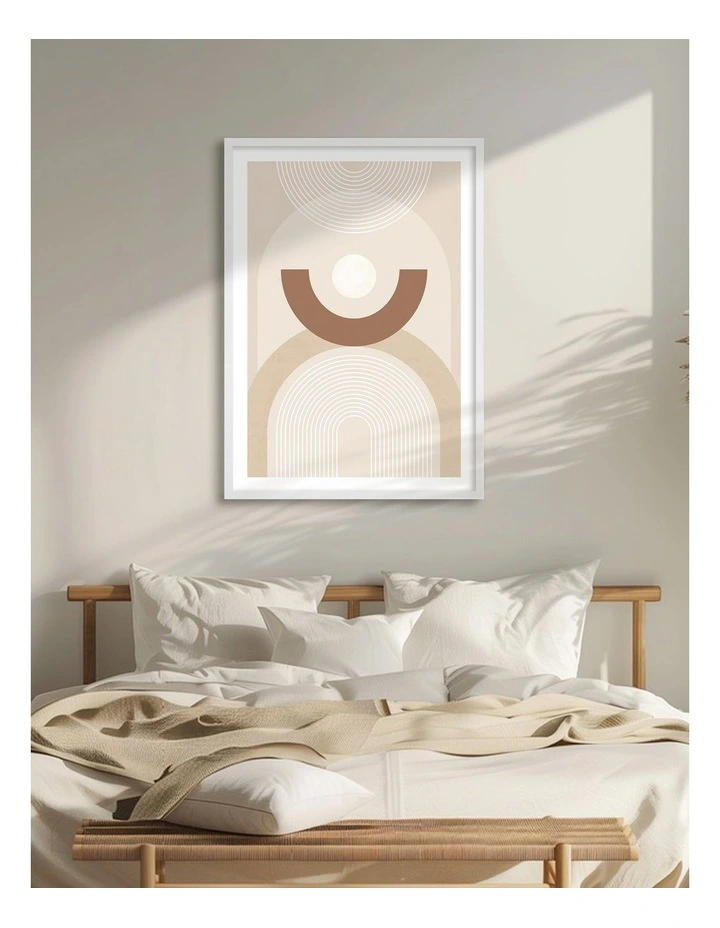 Australian Made Abstract Arches Curves Art Print White Frame image 2