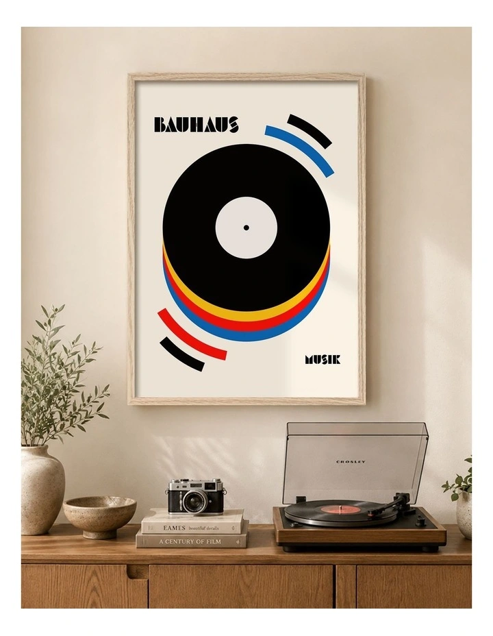 Australian Made Abstract Music Vinyl Art Print Natural Frame image 2