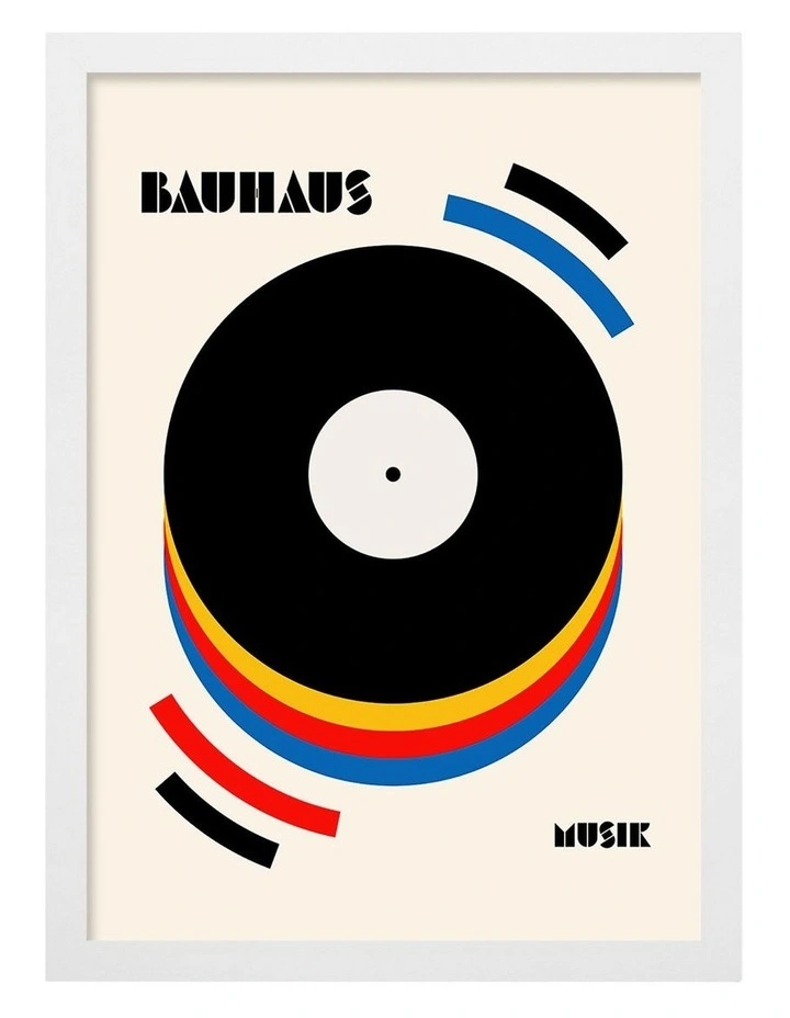 Australian Made Abstract Music Vinyl Art Print White Frame image 1