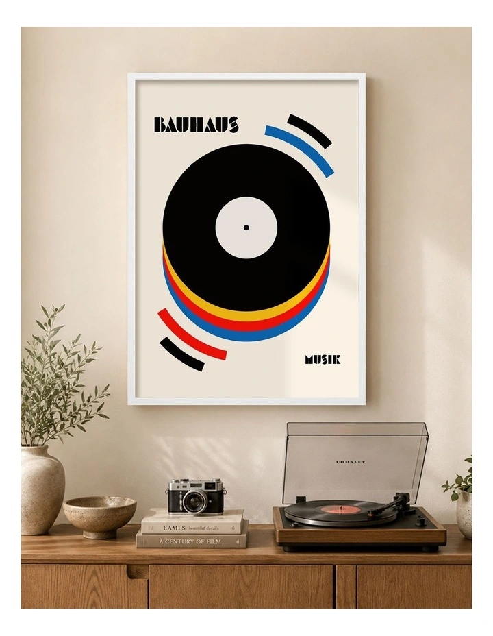 Australian Made Abstract Music Vinyl Art Print White Frame image 2