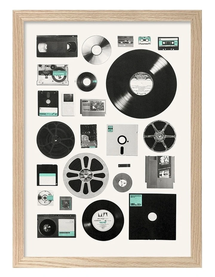 Australian Made Analog Digital Memories Art Print Natural Frame image 1