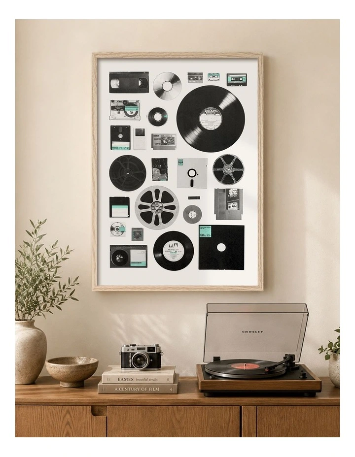 Australian Made Analog Digital Memories Art Print Natural Frame image 2
