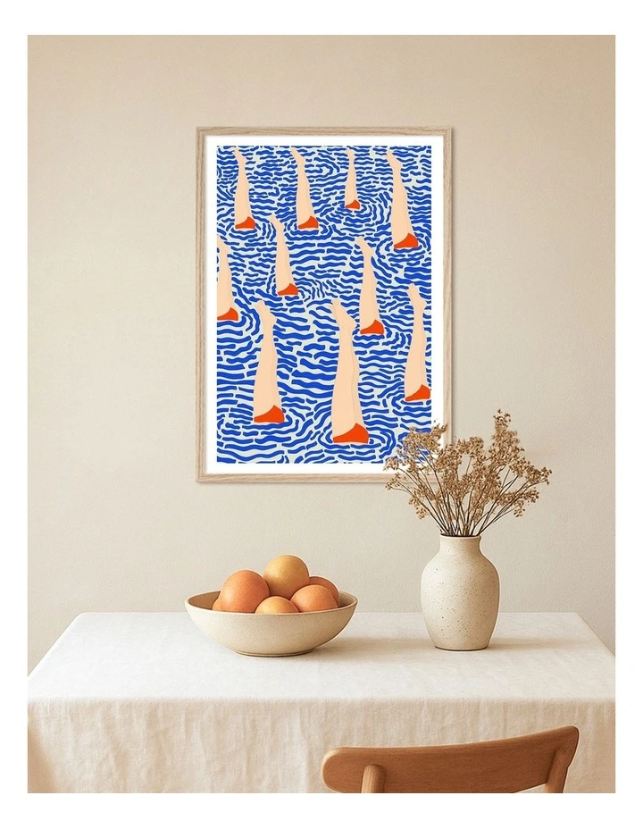 Australian Made Bathers Art Print Natural Frame image 2