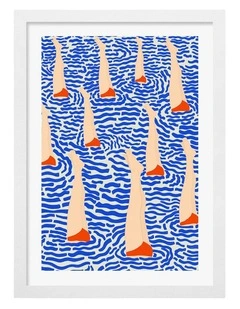Australian Made Bathers Art Print White Frame