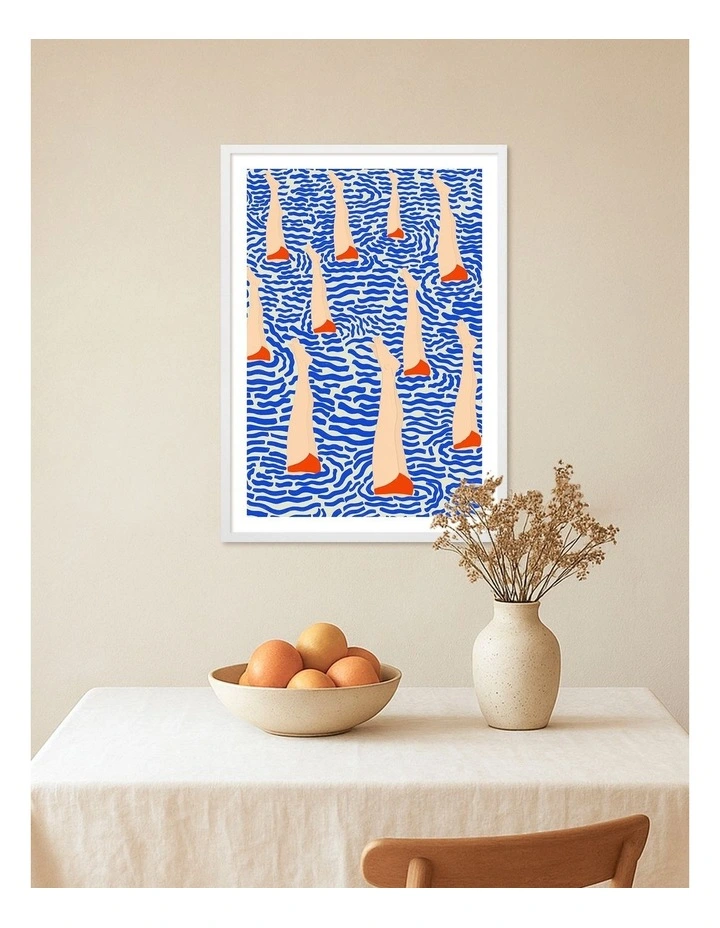 Australian Made Bathers Art Print White Frame image 2