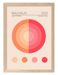 Australian Made Bauhaus Circles 1 Art Print Natural Frame