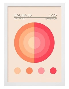Australian Made Bauhaus Circles 1 Art Print White Frame