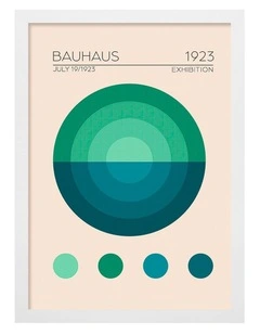Australian Made Bauhaus Circles 2 Art Print White Frame