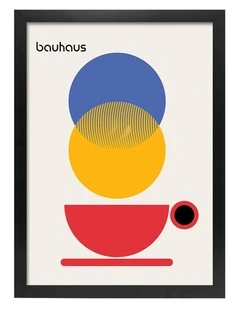 Australian Made Bauhaus Coffee Circles Art Print Black Frame