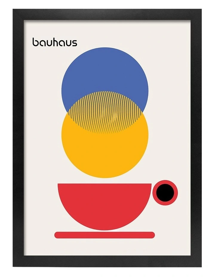 Australian Made Bauhaus Coffee Circles Art Print Black Frame image 1