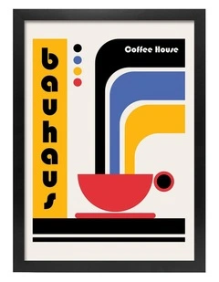 Australian Made Bauhaus Coffee House Art Print Black Frame