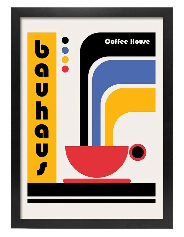 Australian Made Bauhaus Coffee House Art Print Black Frame image 1