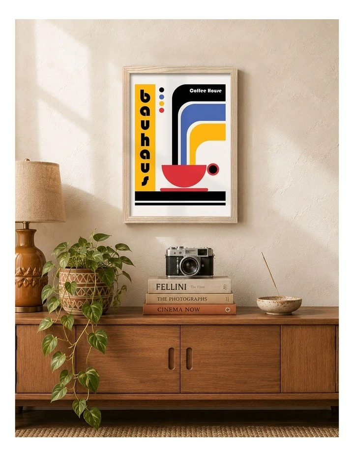 Australian Made Bauhaus Coffee House Art Print Natural Frame image 2