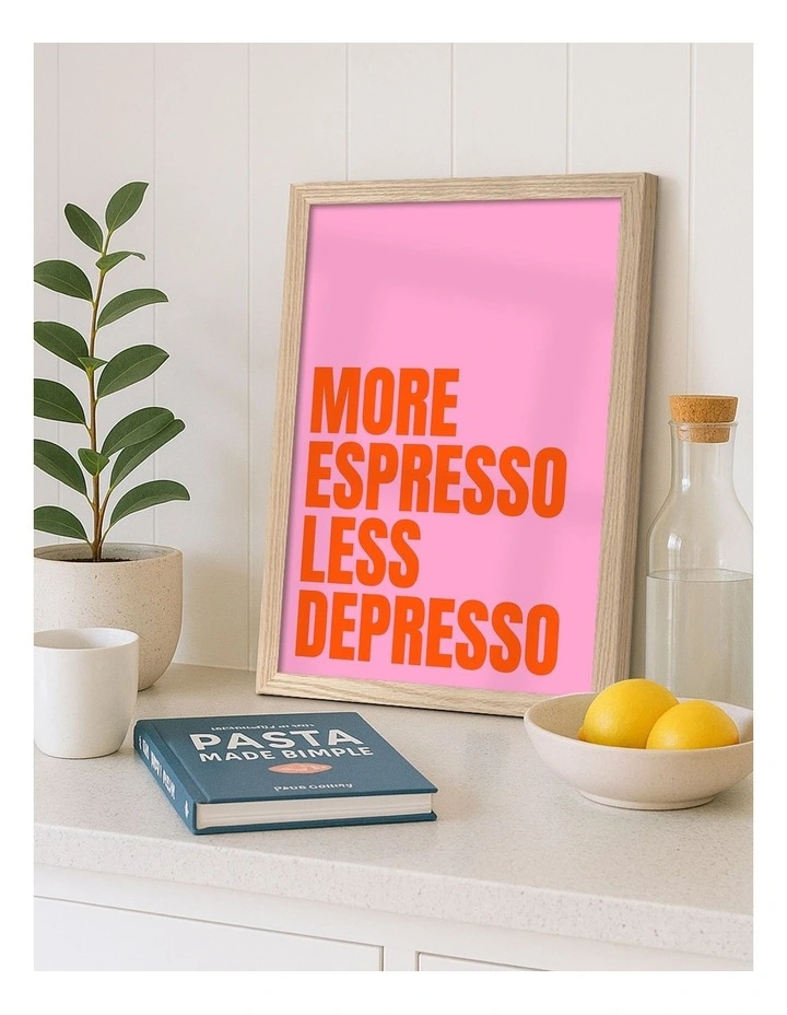 Australian Made Caffeine Vibes Art Print Natural Frame image 2