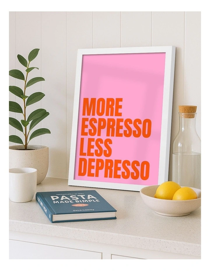 Australian Made Caffeine Vibes Art Print White Frame image 2