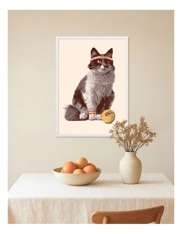 Australian Made Chat Tennis Art Print White Frame image 2