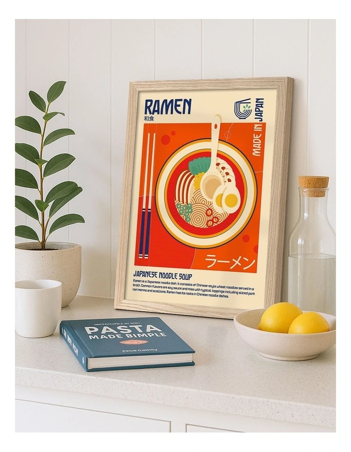 Australian Made Classic Japanese Ramen Art Print Natural Frame image 2