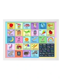 Australian Made Colourful Alphabet Chart Kids Art Print White Frame