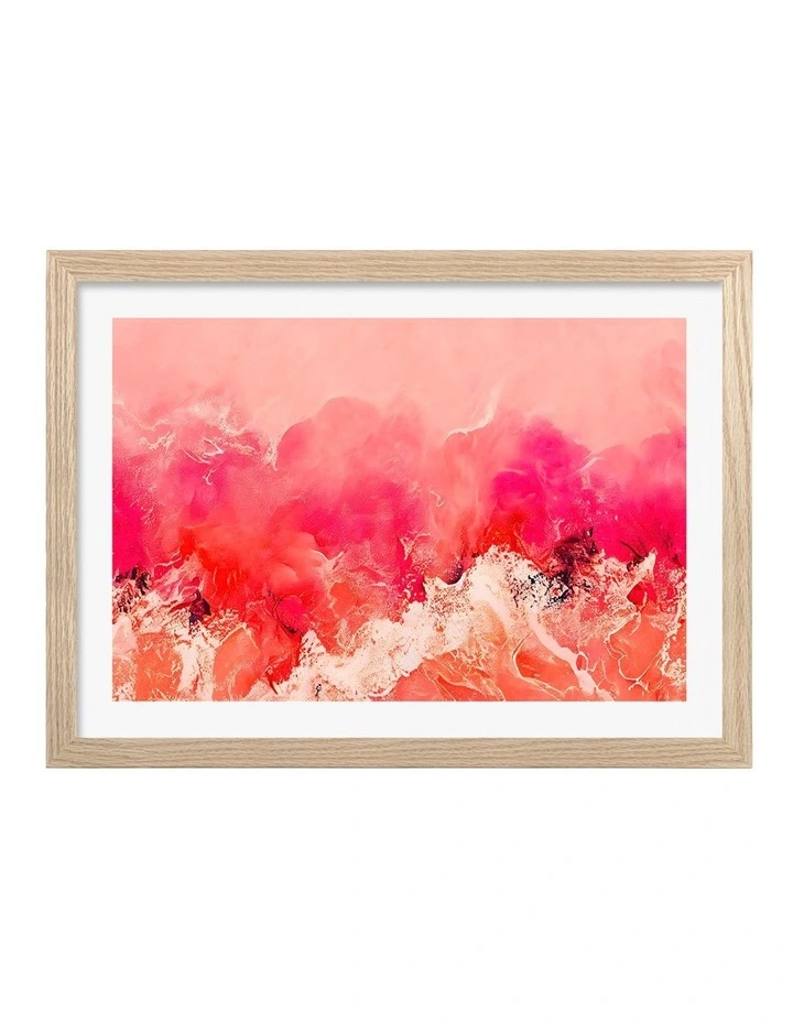 Australian Made Crimson Horizon Art Print Natural Frame image 1