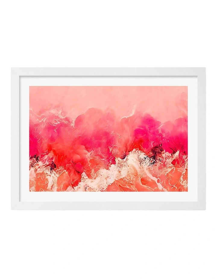 Australian Made Crimson Horizon Art Print White Frame image 1