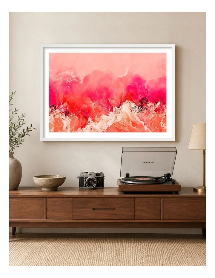 Australian Made Crimson Horizon Art Print White Frame image 2
