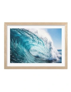 Australian Made Crystal Blue Wave Art Print Natural Frame