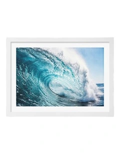 Australian Made Crystal Blue Wave Art Print White Frame