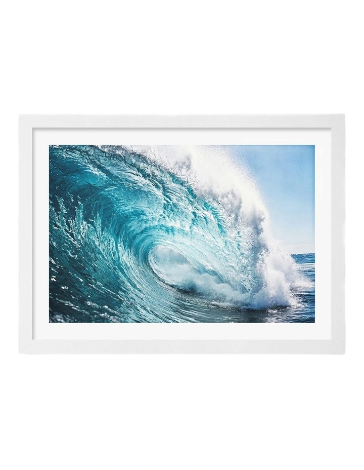 Australian Made Crystal Blue Wave Art Print White Frame image 1