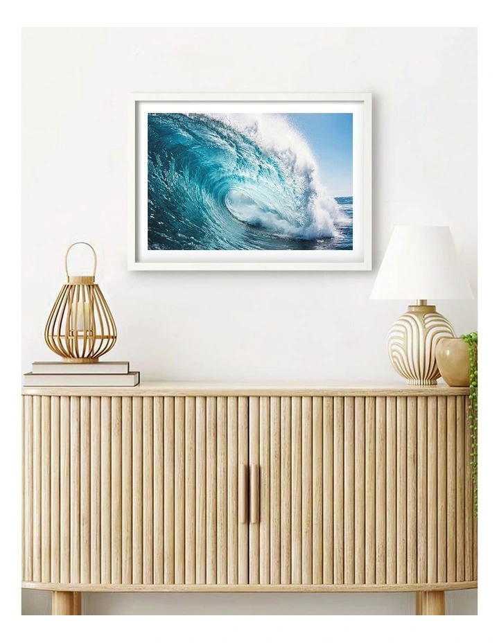 Australian Made Crystal Blue Wave Art Print White Frame image 2