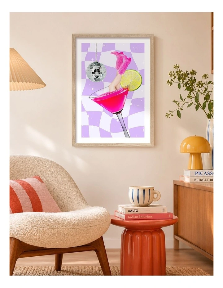 Australian Made Disco Drink Delight Art Print Natural Frame image 2