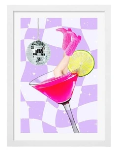 Australian Made Disco Drink Delight Art Print White Frame