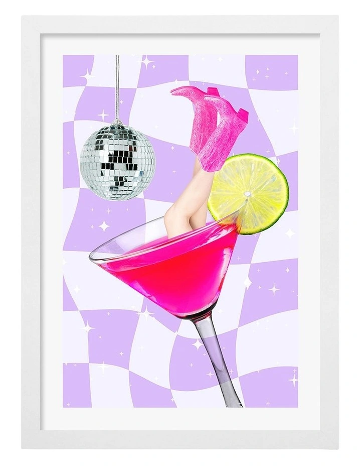 Australian Made Disco Drink Delight Art Print White Frame image 1