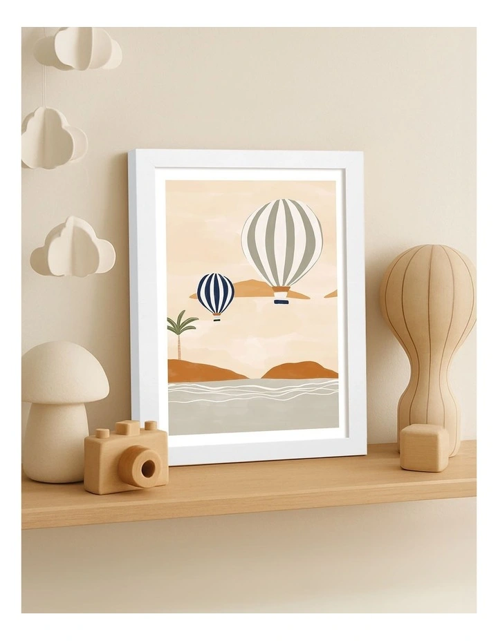 Australian Made Dreamy Island Balloons Art Print White Frame image 2