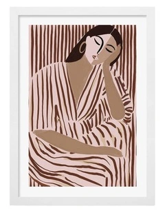 Australian Made Elegant Striped Repose Art Print White Frame