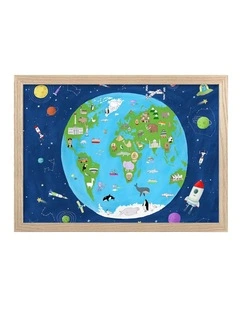Australian Made Exploring Planet Earth Art Print Natural Frame
