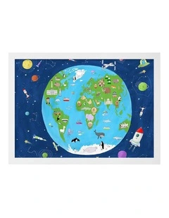Australian Made Exploring Planet Earth Art Print White Frame