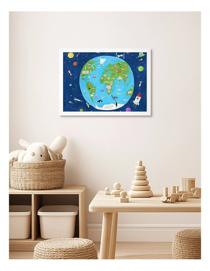 Australian Made Exploring Planet Earth Art Print White Frame image 2