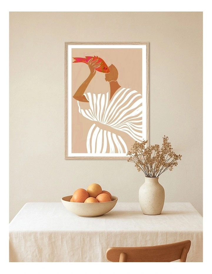 Australian Made Fish Eye Paradox Art Print Natural Frame image 2