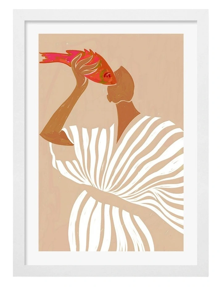 Australian Made Fish Eye Paradox Art Print White Frame image 1