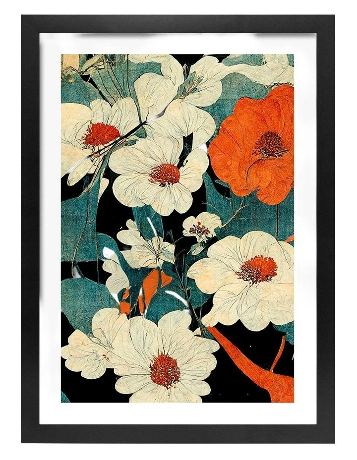 Australian Made Floral Symphony Art Print Black Frame image 1