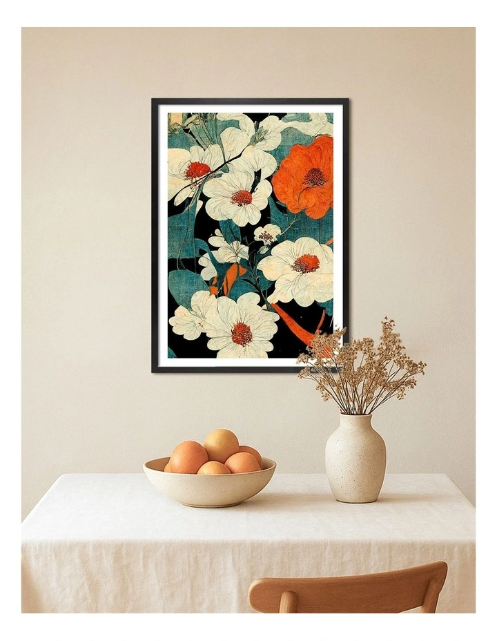 Australian Made Floral Symphony Art Print Black Frame image 2