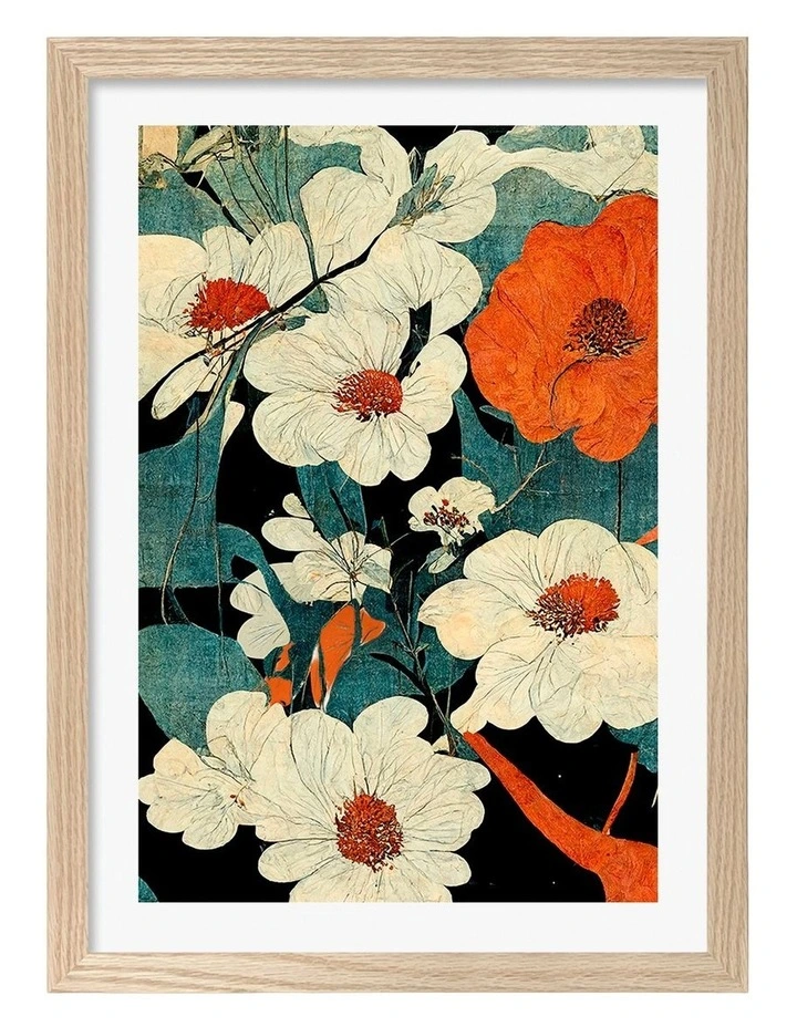 Australian Made Floral Symphony Art Print Natural Frame image 1