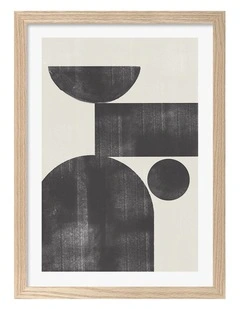 Australian Made Geometric Abstract No1 Art Print Natural Frame